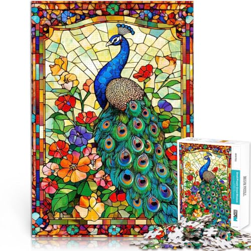 Teenager 1000 Teile Puzzle Geschenke zum Suchbegriff: Herausfordernde Spiele Buntglas-Pfau Lernspiel für Geburtstag, Weihnachten50x70cm von QVKZLYFXN