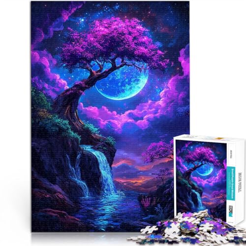 Teenager 1000 Teile Puzzle Lernspiel-Herausforderungsspielzeug Fantasie-Wasserfall-Landschaft Lernspiel für Geburtstag, Weihnachten52x38cm von QVKZLYFXN