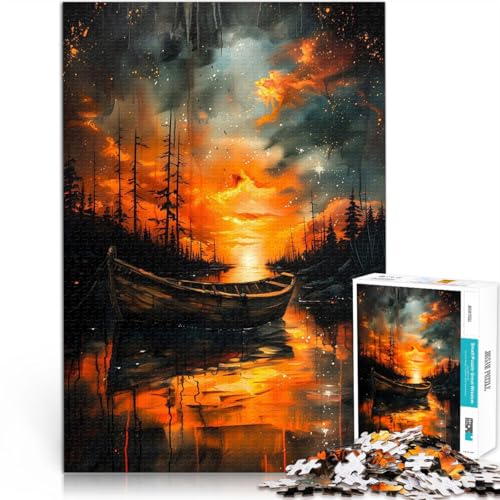Teenager 1000 Teile Puzzle Lernspiele Heimdekoration Bootsfahrt bei Sonnenuntergang mit passendem Poster und Quizblatt38x26cm von QVKZLYFXN
