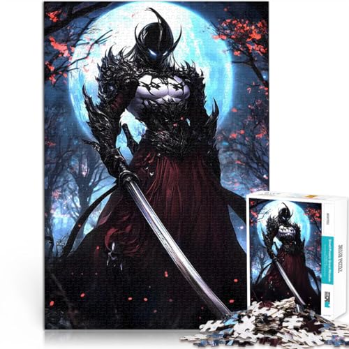 Teenager 1000 Teile Puzzle Stressabbau-Spielzeug Samurai im Feuermondlicht denn eignet ganze Familie52x38cm von QVKZLYFXN
