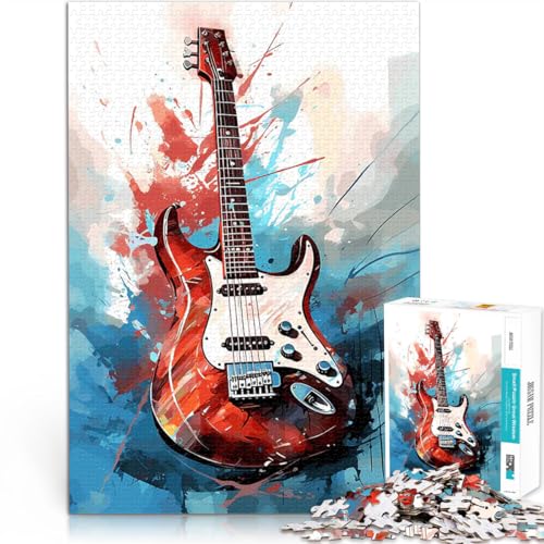 Teenager 1000-teiliges Puzzle Anspruchsvolles Spiel und Familienspaß E-Gitarre Aquarell Einzigartige Wohndekoration und Geschenke50x70cm von QVKZLYFXN