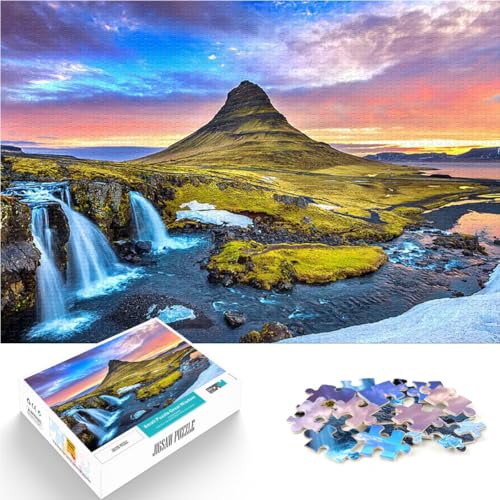 Teenager 1000-teiliges Puzzle Familienspiel zum Stressabbau, schwierige Herausforderung Kirkjufell bei Sonnenaufgang in i Kunstwerk Geschenk50x70cm von QVKZLYFXN