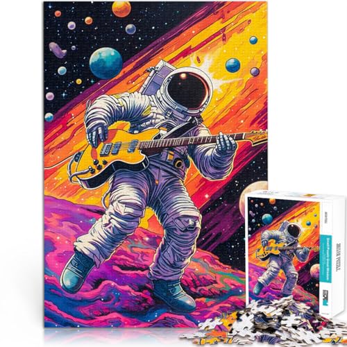Teenager 1000-teiliges Puzzle Handgeschwindigkeitswettbewerb Astronaut spielt Gitarre Tolle Geschenke und Spielzeuge38x26cm von QVKZLYFXN