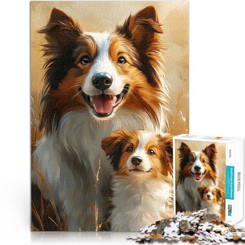 Teenager 1000-teiliges Puzzle Lernspiele Heimdekoration Border Collie Welpenporträt Lernspiel für Geburtstag, Weihnachten38x26cm von QVKZLYFXN