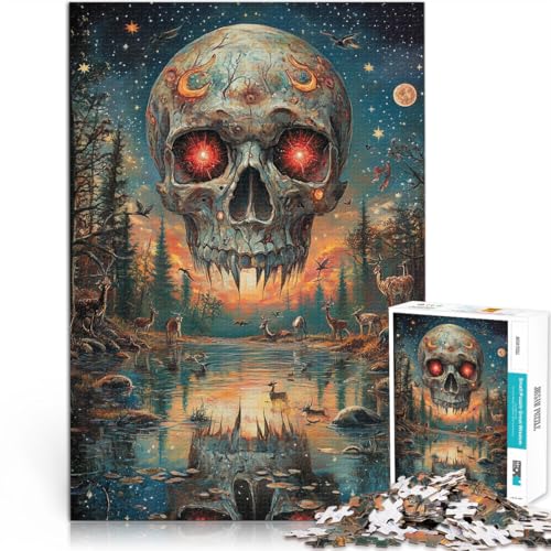 Teenager 1000-teiliges Puzzle Lernspiele Heimdekoration Totenkopf mit leuchtenden Augen mit passendem Poster und Quizblatt75x50cm Teenager 1000-teiliges Puzzle Lernspiele Heimdekoration Totenkopf mit leuchtenden Augen mit passendem Poster und Quizblatt75x50cm von QVKZLYFXN