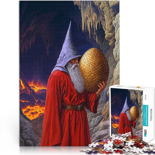 Teenager-Puzzle 1000 Teile Dekomprimierendes intellektuelles Lernspielzeug Zauberer mit goldenem Ei Wanddekoration50x70cm von QVKZLYFXN