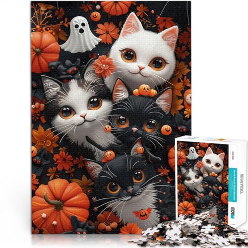 Teenager-Puzzle 1000 Teile Geschenke zum Suchbegriff: Herausfordernde Spiele Halloween-Kätzchen Angebot als Geschenk für die ganze Familie50x70cm von QVKZLYFXN