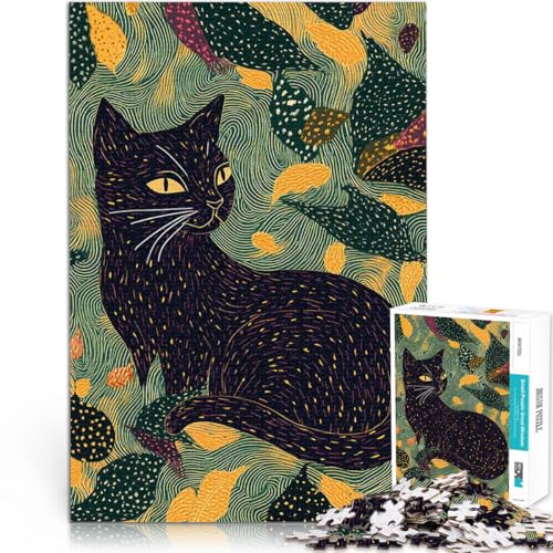 Teenager-Puzzle 1000 Teile für Lernspiel-Herausforderungsspielzeug Schwarze Katze in wirbelnden Blättern Heimdekoration Spielzeug75x50cm Teenager-Puzzle 1000 Teile für Lernspiel-Herausforderungsspielzeug Schwarze Katze in wirbelnden Blättern Heimdekoration Spielzeug75x50cm von QVKZLYFXN