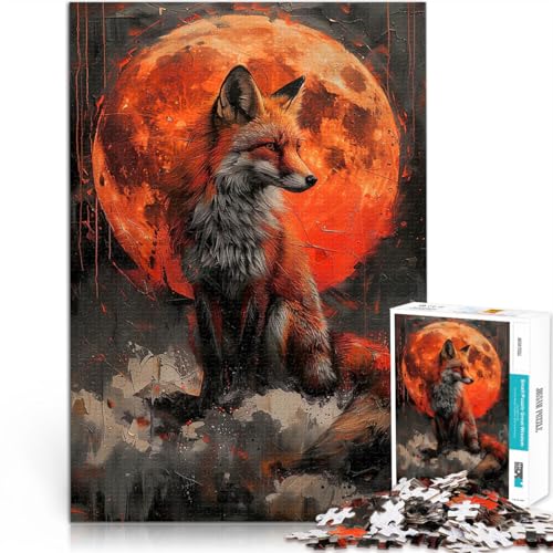 Teenager-Puzzles 1000 Teile Dekomprimierendes intellektuelles Lernspielzeug Mystischer orangefarbener Wolf Geburtstagsgeschenke50x70cm von QVKZLYFXN
