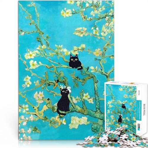 Teenager-Puzzles 1000 Teile Geschenke zum Suchbegriff: Herausfordernde Spiele Mandelblüten Katze Angebot als Geschenk für die ganze Familie38x26cm von QVKZLYFXN