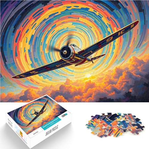 Teenager-Puzzles 1000 Teile Lernspiel-Herausforderungsspielzeug Oldtimer-Flugzeug im wirbelnden Himmel Perfekte Dekoration50x70cm von QVKZLYFXN