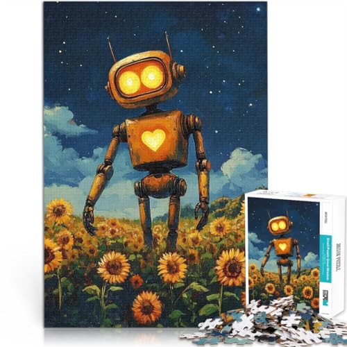 Teenager-Puzzles 1000 Teile Lernspiel-Herausforderungsspielzeug Roboter im Sonnenblumenfeld Lernspiel für Geburtstag, Weihnachten52x38cm Teenager-Puzzles 1000 Teile Lernspiel-Herausforderungsspielzeug Roboter im Sonnenblumenfeld Lernspiel für Geburtstag, Weihnachten52x38cm von QVKZLYFXN