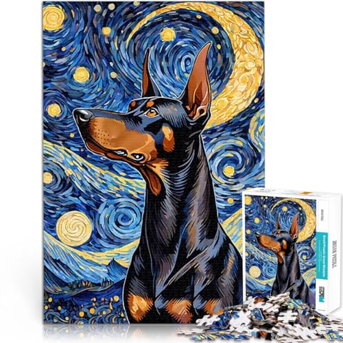 Teenager-Puzzles 1000 Teile Lernspiele DIY Spielzeug Dobermann in der Sternennacht Verbessern Sie das Gedächtnis50x70cm von QVKZLYFXN