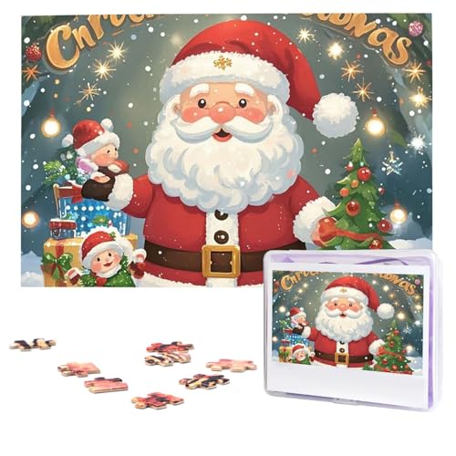 Puzzles 1000 Teile (74,9 x 50 cm), personalisiertes Puzzle, Weihnachtsdekoration, schönes Weihnachtsmann-Puzzle, herausforderndes Fotopuzzle mit Aufbewahrungstasche, Bilderpuzzle für Erwachsene und von QVUEagriSJ