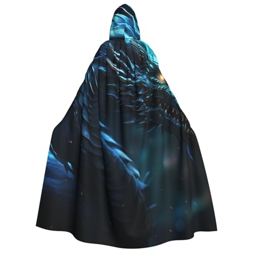 QVUEagriSJ Kapuzenumhang Halloween Kapuzenumhang Uni Halloween Umhang Cyan Drache Kapuzenmantel Cosplay Kostüme von QVUEagriSJ