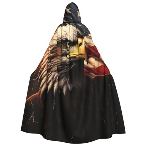 QVUEagriSJ Kapuzenumhang Halloween Kapuzenumhang Uni Halloween Umhang Flagge und Adler Kapuzenmantel Cosplay Kostüme von QVUEagriSJ