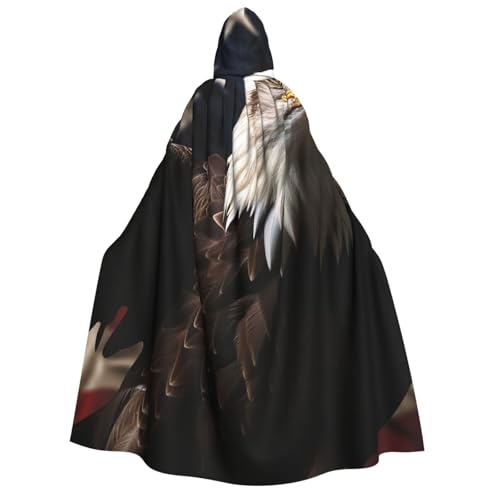 QVUEagriSJ Kapuzenumhang Halloween Kapuzenumhang Uni Halloween Umhang Flagge und Weißkopfseeadler Kapuzenmantel Cosplay Kostüme von QVUEagriSJ