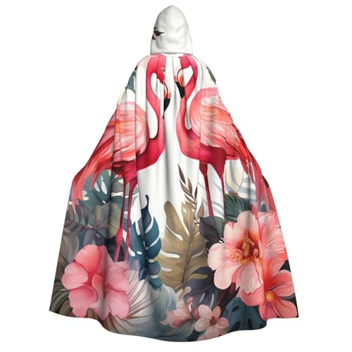 QVUEagriSJ Kapuzenumhang Halloween Kapuzenumhang Uni Halloween Umhang Floral mit Flamingo Kapuzenmantel Cosplay Kostüme von QVUEagriSJ