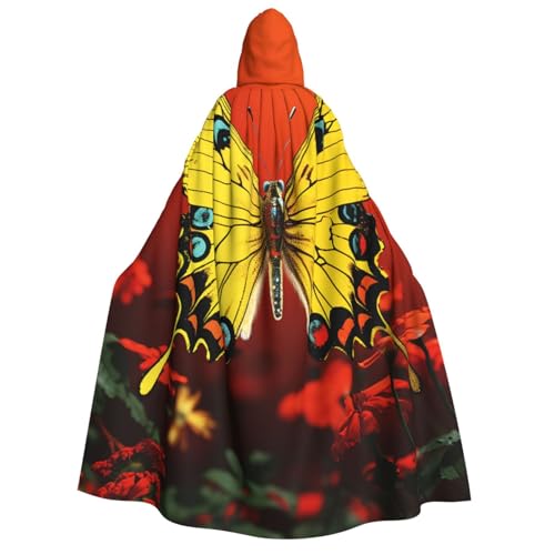 QVUEagriSJ Kapuzenumhang Halloween Kapuzenumhang Uni Halloween Umhang Gelb Schmetterling Kapuzenmantel Cosplay Kostüme von QVUEagriSJ