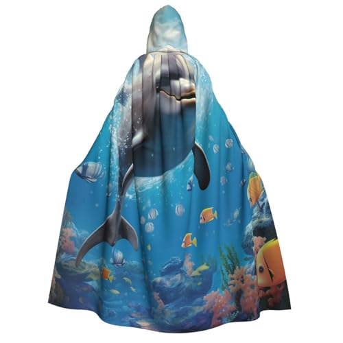 QVUEagriSJ Kapuzenumhang Halloween Kapuzenumhang Uni Halloween Umhang Niedlicher Delfin Kapuzenmantel Cosplay Kostüme von QVUEagriSJ