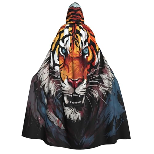 QVUEagriSJ Kapuzenumhang Halloween Kapuzenumhang Uni Halloween Umhang Tiger Kritzelei Kapuzenmantel Cosplay Kostüme von QVUEagriSJ