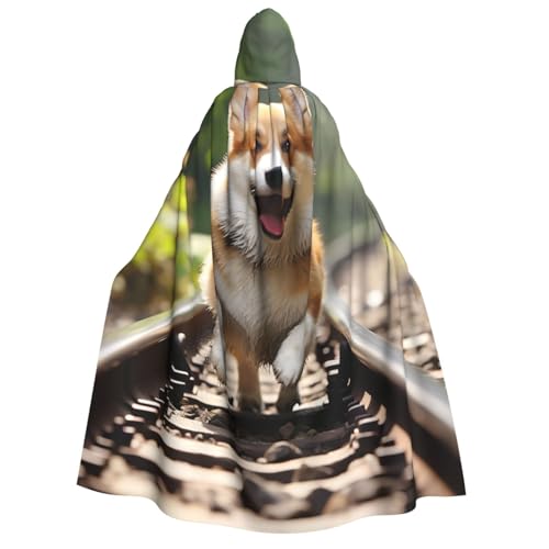 QVUEagriSJ Kapuzenumhang für Halloween, Uni, Halloween-Umhang, Corgi, Hund, läuft auf der Eisenbahn, Kapuzenmantel, Cosplay-Kostüme QVUEagriSJ Kapuzenumhang für Halloween, Uni, Halloween-Umhang, Corgi, Hund, läuft auf der Eisenbahn, Kapuzenmantel, Cosplay-Kostüme von QVUEagriSJ