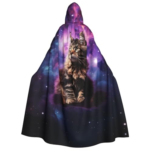QVUEagriSJ Kapuzenumhang für Halloween, Uni, Halloween-Umhang, Katze, die im Nebel sitzt, mit Kapuze, Cosplay-Kostüme QVUEagriSJ Kapuzenumhang für Halloween, Uni, Halloween-Umhang, Katze, die im Nebel sitzt, mit Kapuze, Cosplay-Kostüme von QVUEagriSJ