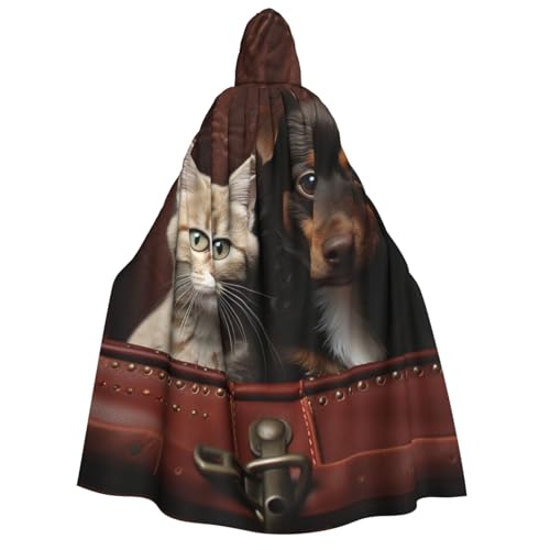 QVUEagriSJ Kapuzenumhang für Halloween, Uni, Halloween-Umhang, Katze und Hund, sitzend auf Tasche, Kapuzenmantel, Cosplay-Kostüme QVUEagriSJ Kapuzenumhang für Halloween, Uni, Halloween-Umhang, Katze und Hund, sitzend auf Tasche, Kapuzenmantel, Cosplay-Kostüme von QVUEagriSJ