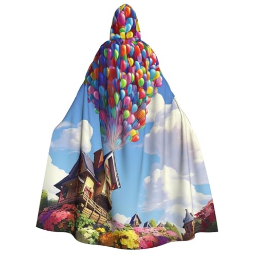 QVUEagriSJ Kapuzenumhang für Halloween, Uni, Halloween-Umhang, bunte Ballon- und Haus-Bademantel, Cosplay-Kostüme QVUEagriSJ Kapuzenumhang für Halloween, Uni, Halloween-Umhang, bunte Ballon- und Haus-Bademantel, Cosplay-Kostüme von QVUEagriSJ