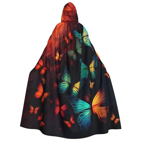 QVUEagriSJ Kapuzenumhang für Halloween, Uni, Halloween-Umhang, buntes Schmetterlingsmuster, Kapuzenmantel, Cosplay-Kostüme QVUEagriSJ Kapuzenumhang für Halloween, Uni, Halloween-Umhang, buntes Schmetterlingsmuster, Kapuzenmantel, Cosplay-Kostüme von QVUEagriSJ