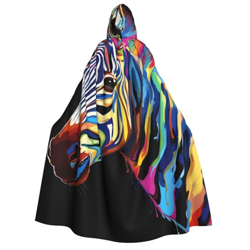 QVUEagriSJ Kapuzenumhang für Halloween, Uni, Halloween-Umhang, buntes Zebra auf schwarzem Hintergrund, Kapuzenmantel, Cosplay-Kostüme QVUEagriSJ Kapuzenumhang für Halloween, Uni, Halloween-Umhang, buntes Zebra auf schwarzem Hintergrund, Kapuzenmantel, Cosplay-Kostüme von QVUEagriSJ