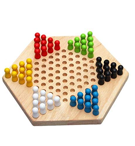 QWAMBVZE Hexagon Holz Checkers Spielset von QWAMBVZE