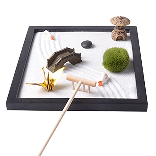 QWAMBVZE Tisch Sand Tablett Natursteine Holz Rechen Meditation Platte für Zuhause Zubehör Spielzeug für Kinder von QWAMBVZE