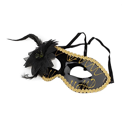 QWAMBVZE Venezianische Feder Maskerade Kostüm Karneval Party Ball Maske (schwarz) von QWAMBVZE