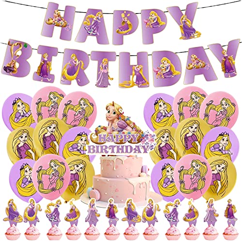 32 Pcs Prinzessin Geburtstag Luftballons, Geburtstagsdeko, Themen Party Dekorationen Happy Birthday Banner Cake Topper für Partyzubehör 32 Pcs Prinzessin Geburtstag Luftballons, Geburtstagsdeko, Themen Party Dekorationen Happy Birthday Banner Cake Topper für Partyzubehör von QWEPU
