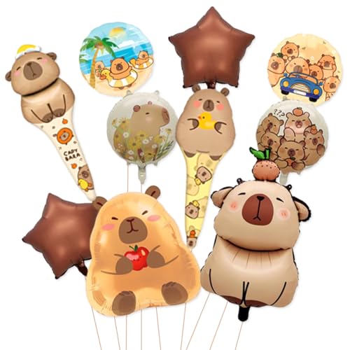 Capibala balloon,10PCS Foto-Hintergrund-Requisiten,Kreative Cartoon-Luftballons, Cartoon Aluminium Folie Ballon Dekoration Ballon Geburtstagsfeier Hochzeit Festival von QWEPU