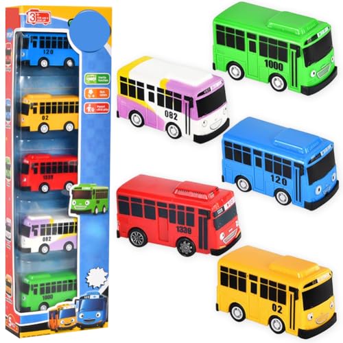 QWEPU 5 PCS Mini Bus Spielzeug,Mini Bus Auto, Mini Pull Back Spielzeugautos,Bus Modell,Kreatives Spielzeug für Geschenk, Geburtstagsgeschenke für Jungen und Mädchen (7CM) von QWEPU