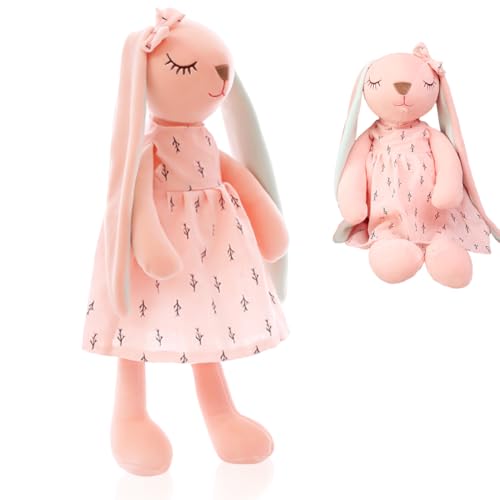 QWEPU Osterhasen Figuren,Plüsch Hase Kaninchen,Plüschtier Hase,Plüschhase mit Schlappohren, Kuscheltier für Niedlich Plüsch, Geburtstagsgeschenk für Jungen, Mädchen (Rosa,35cm) von QWEPU