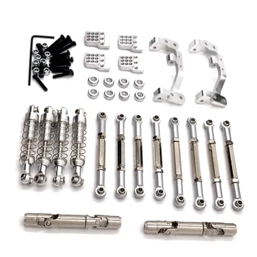 Für Feiyu FY003-5A Für WPL C14 C24 1/16 Metall RC Upgrade Teile Spurstangen Antriebswellen Stoßdämpfer Modifizierte Teile RC Ersatzteile(Silver) von QWHTYO