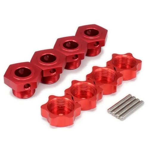 Für HPI, Für HSP, Für Traxxas, Für Himoto, Für Axial, Für Kyosho, Für Redcat 1/8 RC M17 17 Mm Felgen-Sechskantnaben-Adapter-Abdeckmuttern RC Ersatzteile(Red) von QWHTYO