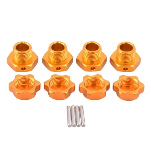 Für HPI, Für HSP, Für Traxxas, Für Himoto, Für Axial, Für Kyosho, Für Redcat 1/8 RC M17 17 Mm Felgen-Sechskantnaben-Adapter-Abdeckmuttern RC Ersatzteile(Yellow) von QWHTYO
