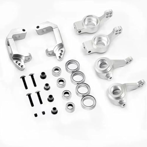 Für HSP 102010 102011 102012 102068 Kugellager 94123 94111 94107 94170 1/10 Aluminiumlegierung Lenkkombination Upgrade Kit RC Ersatzteile(Silver) von QWHTYO