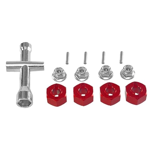 Für MJX Für Hyper Für Go 1/16 16207 16208 16209 16210 H16H H16RV3 1/14 14301 14302 14303 14209 14210 H14MK RC Upgrade Kreuzschlüssel Hex Set Mutter Upgrade Teile RC Ersatzteile(Red) von QWHTYO