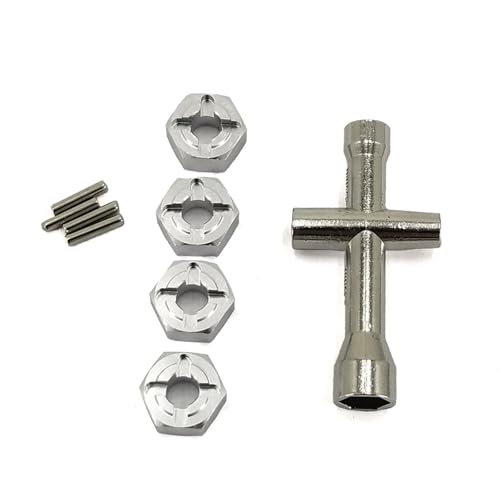 Für MJX Für Hyper Für Go 16207 16208 16209 16210 14301 14302 14209 14210 RC Teile Metall 12mm Combiner Hex Mit 5mm Loch Rad Adapter RC Ersatzteile(Hex with Wrench) von QWHTYO