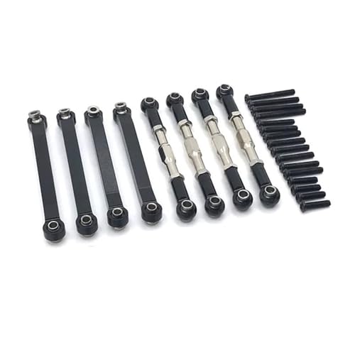 Für MN D90 D96 MN98 MN99S MN45 1/12 RC Upgrades Teile Zubehör Metall Für Chassis Link Stange Zugstange Spurstange Gestänge Modifizierte Teile RC Ersatzteile(Black) von QWHTYO