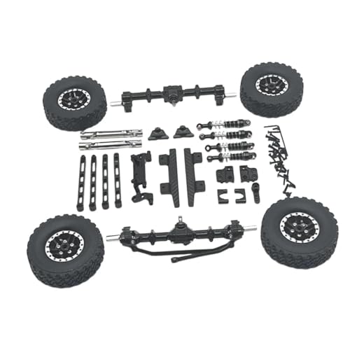 Für MN82 LC79 1/12 Vorder- Und Hinterachsensatz, Upgrade-Teile, Servoarm, Pleuel, Reifenklemme, Räder, Pedal, Modifikationszubehör RC Ersatzteile(Black) von QWHTYO