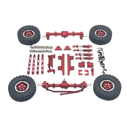 Für MN82 LC79 1/12 Vorder- Und Hinterachsensatz, Upgrade-Teile, Servoarm, Pleuel, Reifenklemme, Räder, Pedal, Modifikationszubehör RC Ersatzteile(Red) von QWHTYO