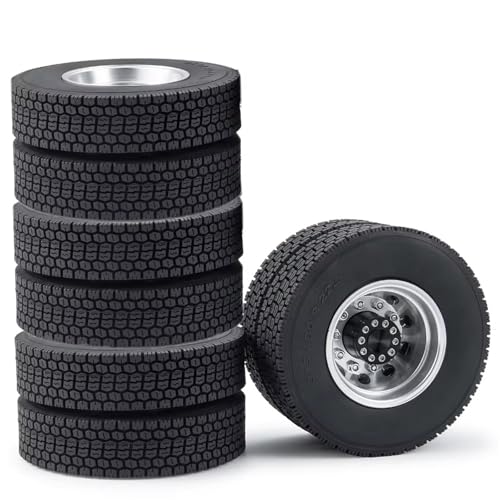 Für Tamiya 4 Stück 1/14 RC Auto Traktor LKW Anhänger Fracht LKW Räder Teile Hinterrad Felgennabe Und Gummireifen Kit RC Ersatzteile Für Tamiya 4 Stück 1/14 RC Auto Traktor LKW Anhänger Fracht LKW Räder Teile Hinterrad Felgennabe Und Gummireifen Kit RC Ersatzteile von QWHTYO