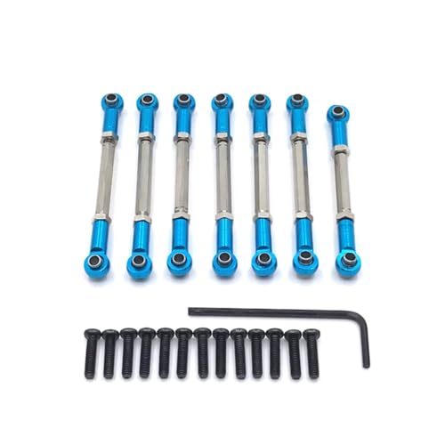 Für WLtoys 1/10 104001 104002 RC Teile Metall Upgrade Vorne Und Hinten Lenkung Einstellbare Links Änderung Zubehör RC Ersatzteile(Blue) von QWHTYO