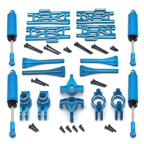 Für WLtoys 1/10 104016 104018 104009 1/12 12402-A 12404 12409 RC Upgrade Teile Metall Upgrade Schaukel Arme Lenkung Tasse Stoßdämpfer Kit RC Ersatzteile(Blue) von QWHTYO